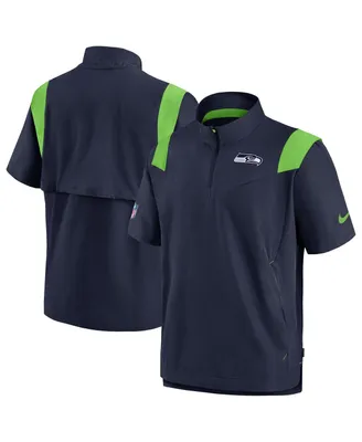 Men's Nike College Navy Seattle Seahawks Coach Chevron Lockup Quarter-Zip Top