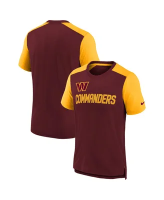 Big Boys Nike Heathered Burgundy, Gold Washington Commanders Colorblock Team Name T-shirt
