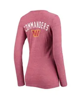 Women's New Era Burgundy Washington Commanders Scoop Neck Tri-Blend Long Sleeve T-shirt