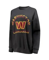 Women's Wear by Erin Andrews Heathered Charcoal Washington Commanders Oversized Fleece Pullover Sweatshirt