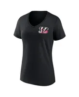 Women's Fanatics Black Cincinnati Bengals Plus Size Mother's Day #1 Mom V-Neck T-shirt