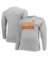 Men's Fanatics Heathered Gray Washington Commanders Big and Tall Practice Long Sleeve T-shirt