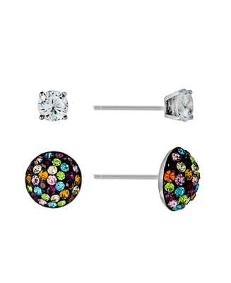 Giani Bernini 2-Pc. Set Cubic Zircona Solitaire & Cluster Stud Earrings Sterling Silver, Created for Macy's