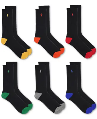 Polo Ralph Lauren Men's 6-Pk. Performance Colored Heel Toe Crew Socks