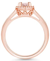 Macy's Morganite (3/4 ct. t.w.) and Diamond (1/5 Halo Ring 14K Rose Gold