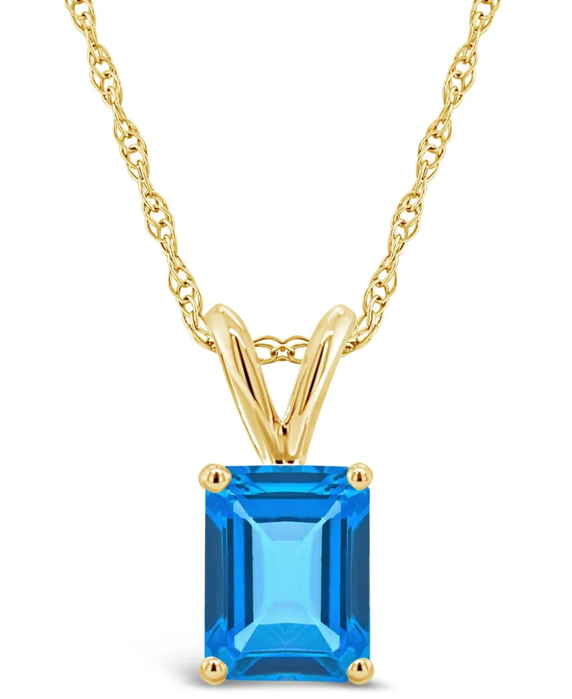 Blue Topaz (2 ct. t.w.) Pendant Necklace in 14K Yellow Gold