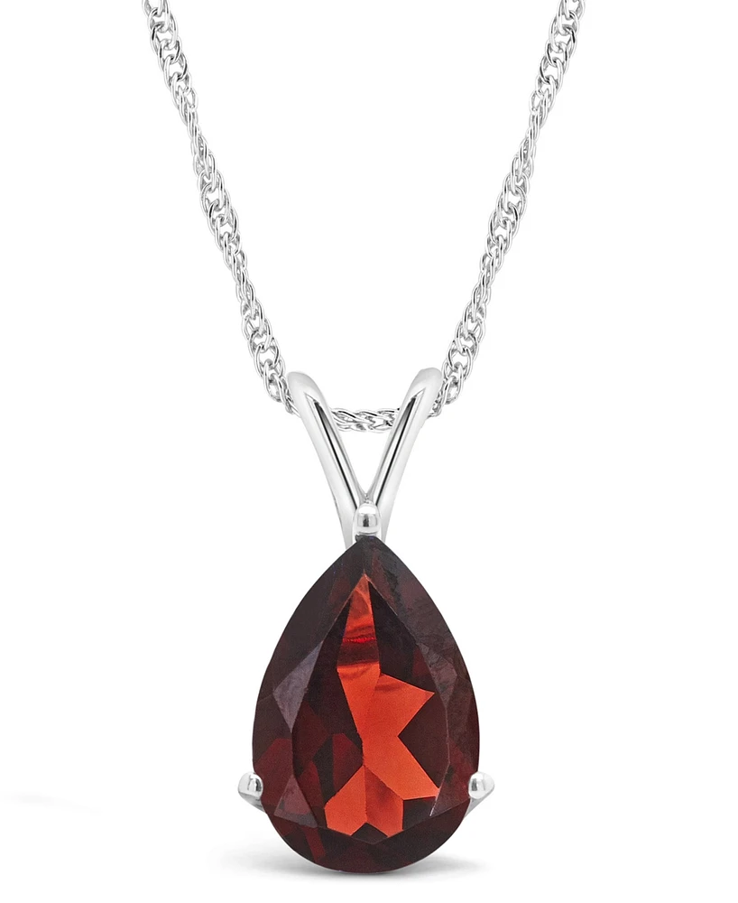 Macy's Garnet (3-1/3 ct. t.w.) Pendant Necklace in 14K White Gold