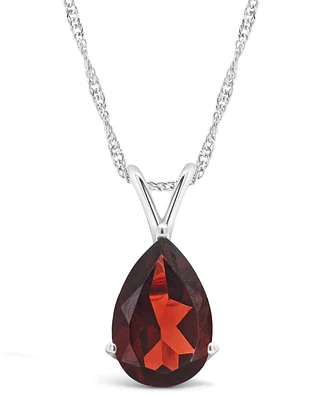 Macy's Garnet (3-1/3 ct. t.w.) Pendant Necklace in 14K White Gold
