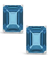 Macy's London Topaz (4 ct. t.w.) Stud Earrings in 14K White Gold
