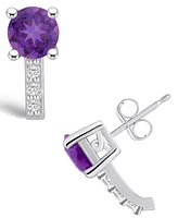 Macy's Amethyst (1-1/2 ct. t.w.) and Diamond (1/8 ct. t.w.) Stud Earrings in 14K Gold