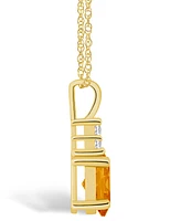 Macy's Citrine (1-1/5 Ct. T.w.) and Diamond (1/10 Ct. T.w.) Pendant Necklace in 14K Yellow Gold