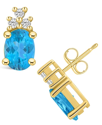Macy's Topaz (3-1/5 ct. t.w.) and Diamond (1/5 ct. t.w.) Stud Earrings in 14K Yellow Gold