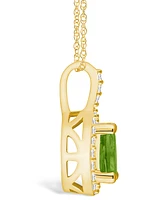 Macy's Peridot (1 Ct. T.w.) and Diamond (1/5 Ct. T.w.) Halo Pendant Necklace in 14K Yellow Gold