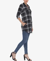 White Mark Women's Plaid Tunic Top Shirt