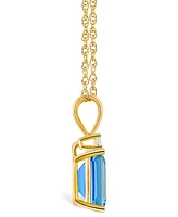 Blue Topaz (3 ct. t.w.) and Diamond Accent Pendant Necklace 14K Yellow Gold or White