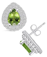 Macy's Peridot (1-5/8 ct. t.w.) and Diamond (5/8 ct. t.w.) Halo Stud Earrings in 14K Gold