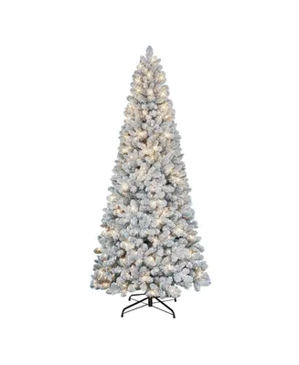 9' Pre-Lit Flocked Virginia Pine Tree with 700 Underwriters Laboratories Clear Incandescent Lights, 1460 Tips