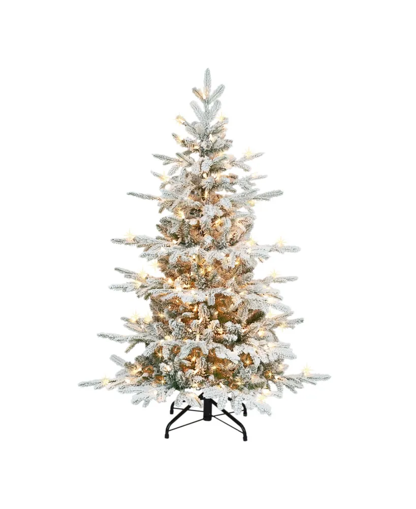 4.5' Pre-Lit Flocked Utah Fir Tree with 250 Underwriters Laboratories Clear Incandescent Lights, 699 Tips