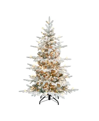 4.5' Pre-Lit Flocked Utah Fir Tree with 250 Underwriters Laboratories Clear Incandescent Lights, 699 Tips