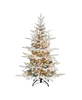 4.5' Pre-Lit Flocked Utah Fir Tree with 250 Underwriters Laboratories Clear Incandescent Lights, 699 Tips