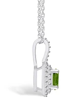 Macy's Peridot (1-1/2 Ct. T.w.) and Diamond (3/ Ct. T.w.) Halo Pendant Necklace in 14K Gold