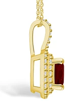 Macy's Garnet (2-3/4 Ct. T.w.) and Diamond (1/2 Ct. T.w.) Halo Pendant Necklace in 14K Yellow Gold