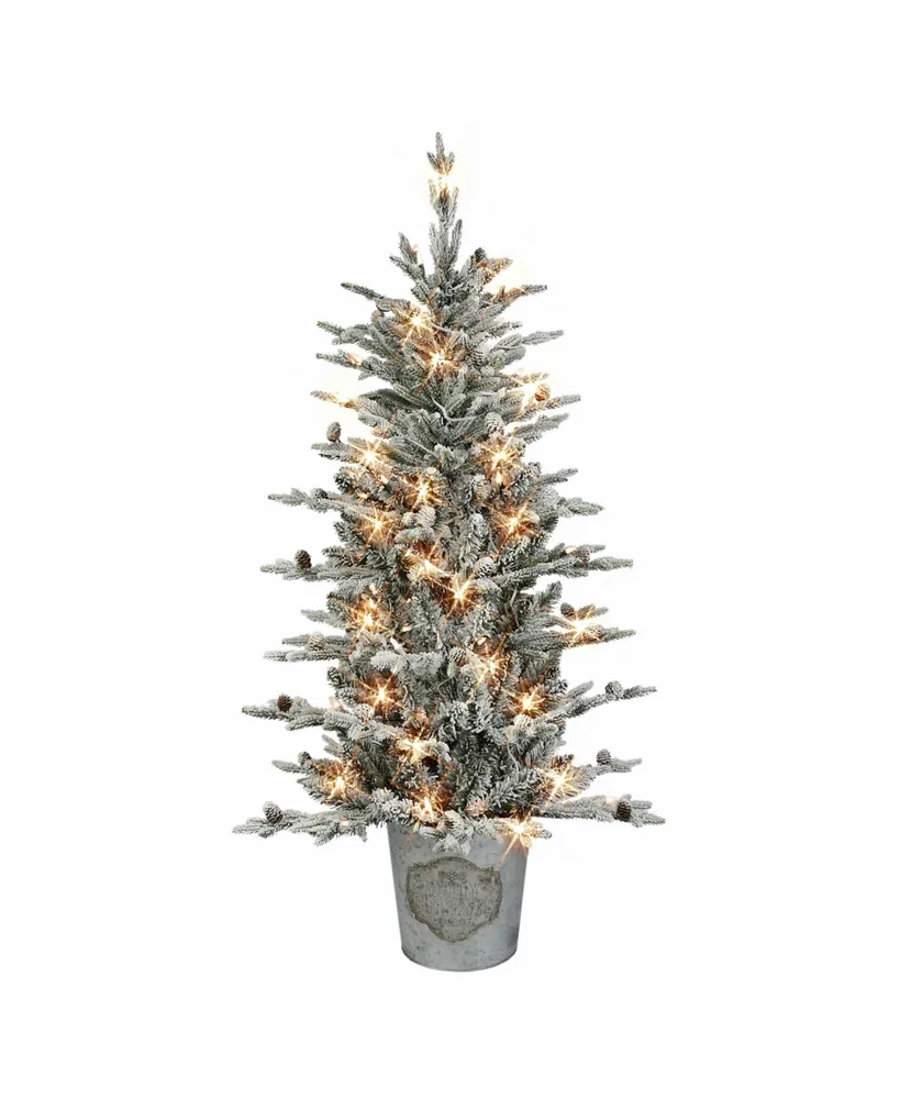 Puleo 4.5FT Pre-Lit Flocked Tree