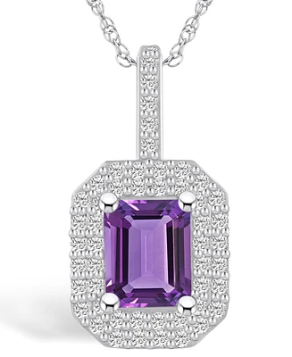 Macy's Amethyst (1-5/8 Ct. T.w.) and Diamond (1/2 Ct. T.w.) Halo Pendant Necklace in 14K Gold