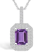 Macy's Amethyst (1-5/8 Ct. T.w.) and Diamond (1/2 Ct. T.w.) Halo Pendant Necklace in 14K Gold