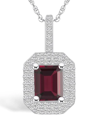 Macy's Garnet (2 Ct. T.w.) and Diamond (1/2 Ct. T.w.) Halo Pendant Necklace in 14K Gold