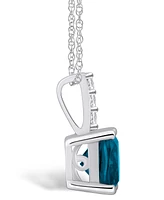 Macy's London Blue Topaz (-/ Ct. T.w.) and Diamond Accent Pendant Necklace in 14K Gold