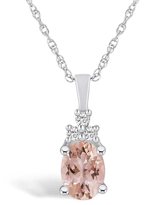 Macy's Morganite (1-1/7 Ct. T.w.) and Diamond (1/10 Ct. T.w.) Pendant Necklace in 14K Gold