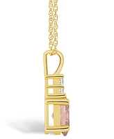 Macy's Morganite (1-1/7 Ct. T.w.) and Diamond (1/10 Ct. T.w.) Pendant Necklace in 14K Yellow Gold