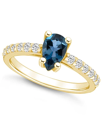 Macy's London Blue Topaz (1 Ct. T.w.) and Diamond (1/3 Ring 14K Yellow Gold
