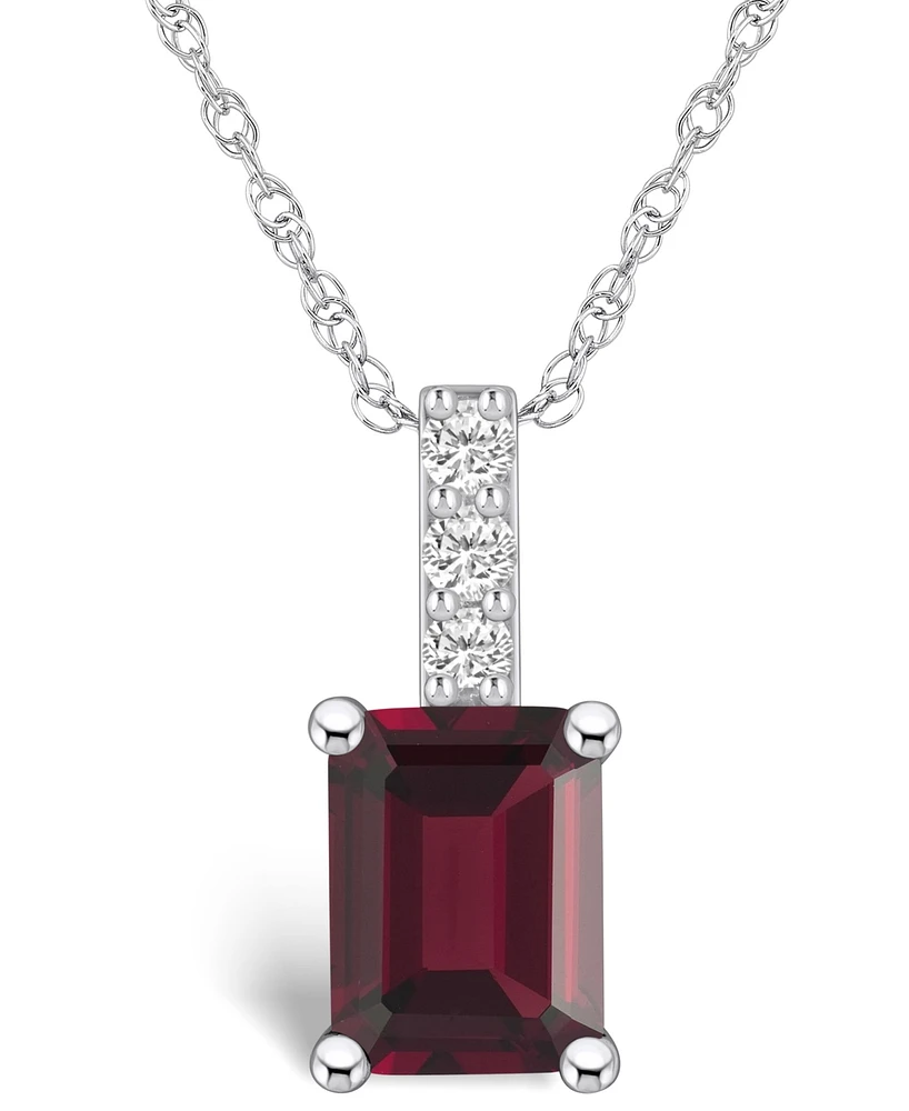 Macy's Garnet (2 Ct. T.w.) and Diamond Accent Pendant Necklace in 14K Gold