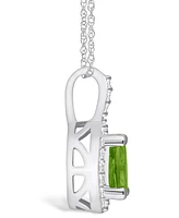 Macy's Peridot (1 Ct. T.w.) and Diamond (1/5 Ct. T.w.) Halo Pendant Necklace in 14K Gold