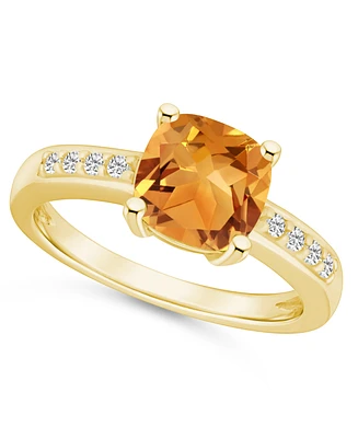 Macy's Citrine and Diamond Ring (2 ct.t.w 1/8 ct.t.w) 14K Yellow Gold