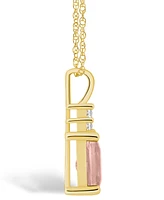 Macy's Morganite (1-3/8 Ct. T.w.) and Diamond (1/10 Ct. T.w.) Pendant Necklace in 14K Yellow Gold