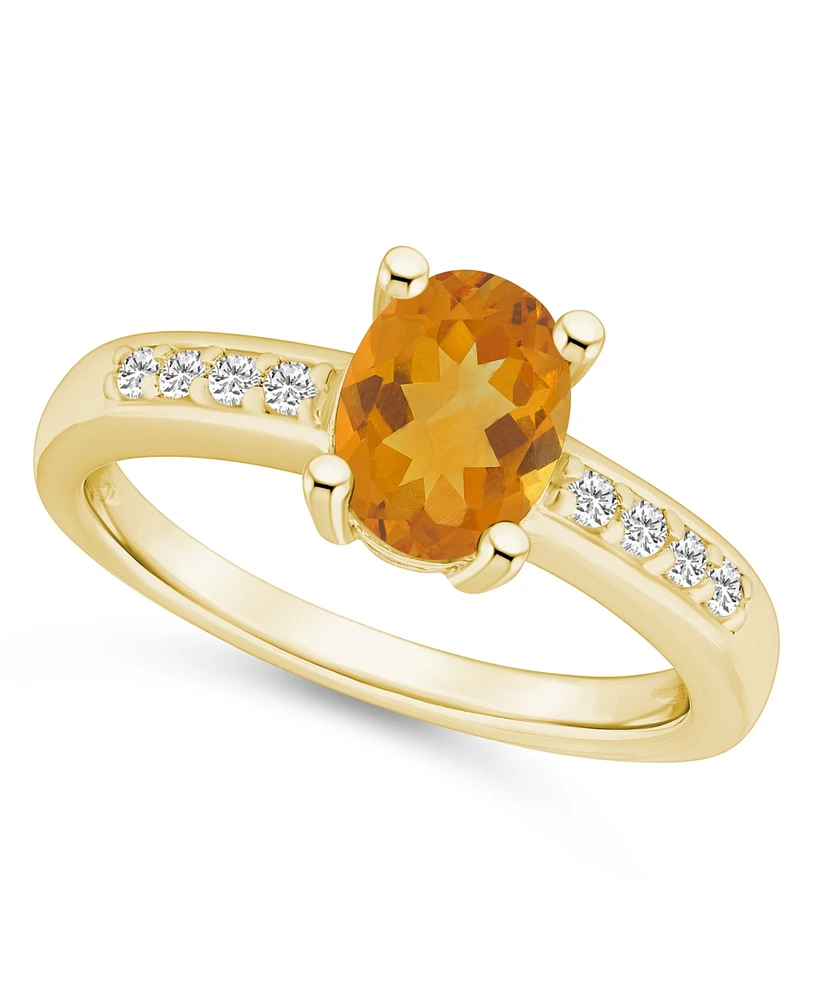 Macy's Citrine and Diamond Ring (1 -1/5 ct.t.w 1/8 ct.t.w) 14K Yellow Gold