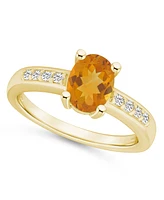 Macy's Citrine and Diamond Ring (1 -1/5 ct.t.w 1/8 ct.t.w) 14K Yellow Gold