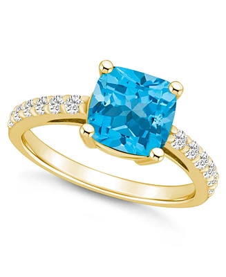 Macy's Blue Topaz (2-3/4 Ct. T.w.) and Diamond (1/3 Ring 14K Yellow Gold