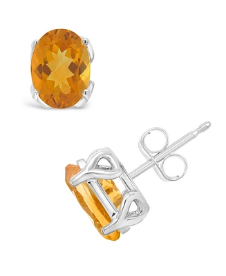Macy's Citrine (2-3/8 ct. t.w.) Stud Earrings in 14K White Gold