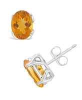 Macy's Citrine (2-3/8 ct. t.w.) Stud Earrings in 14K White Gold