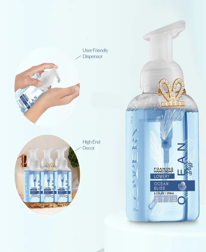 Lovery Hand Foaming Soap in Ocean Bliss, Moisturizing Hand Soap with Flawless Crystal Heart Bracelet