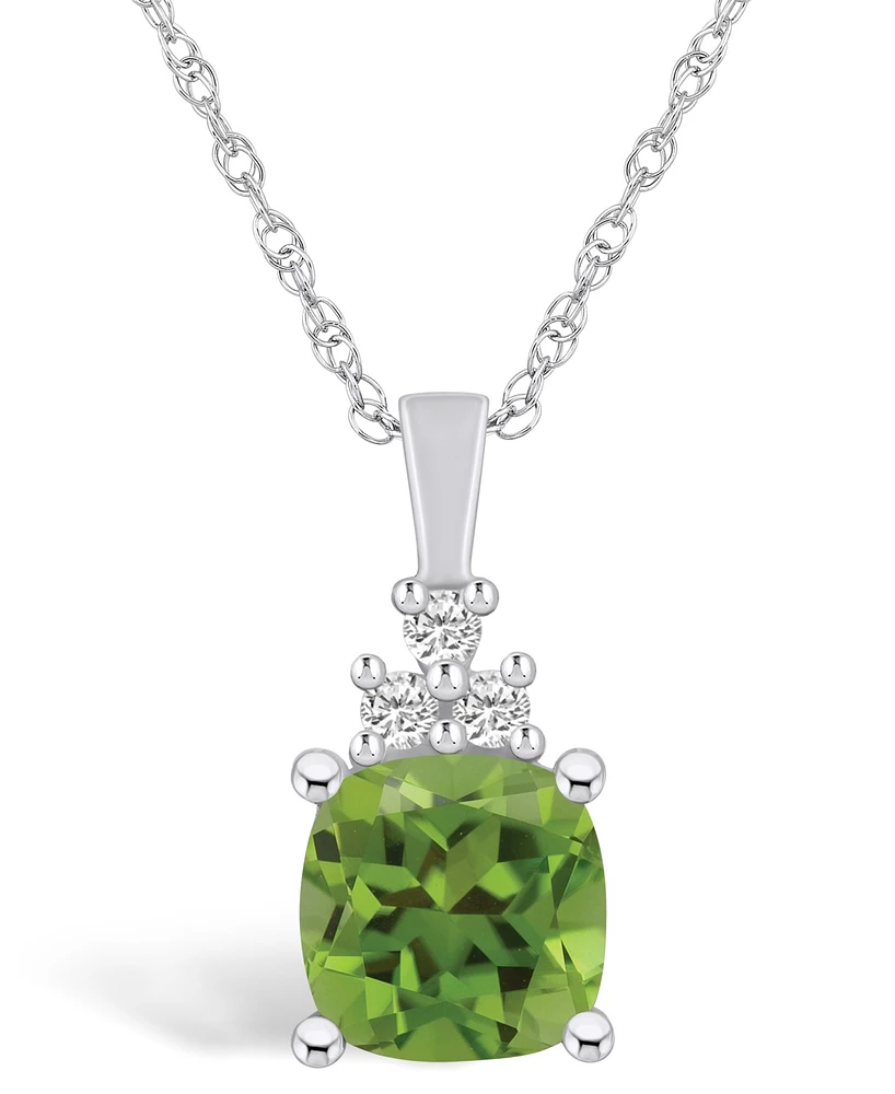 Macy's Peridot (2-3/8 Ct. T.w.) and Diamond (1/10 Ct. T.w.) Pendant Necklace in 14K Gold