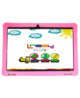 Linsay New 10.1" Tablet Octa Core 128GB Bundle with Pink Kids Defender Case and Kids Action Camera Newest Android 13