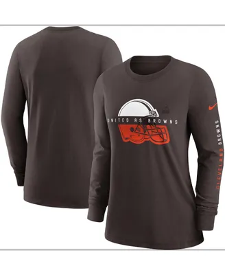 Women's Nike Brown Cleveland Browns Prime Split Long Sleeve T-shirt