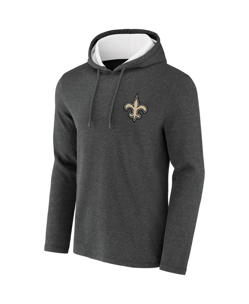 Men's Nfl x Darius Rucker Collection by Fanatics Heathered Charcoal New Orleans Saints Waffle Knit Pullover Hoodie