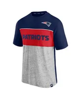 Men's Fanatics Navy and Heathered Gray New England Patriots Colorblock T-shirt