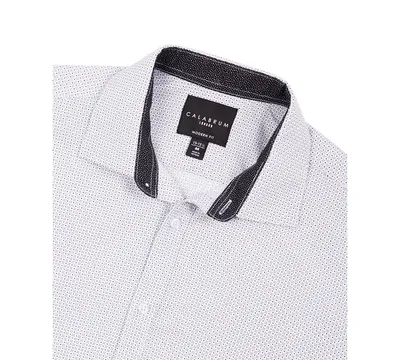 Men's Regular Fit Mini Neat Print Wrinkle Free Performance Dress Shirt